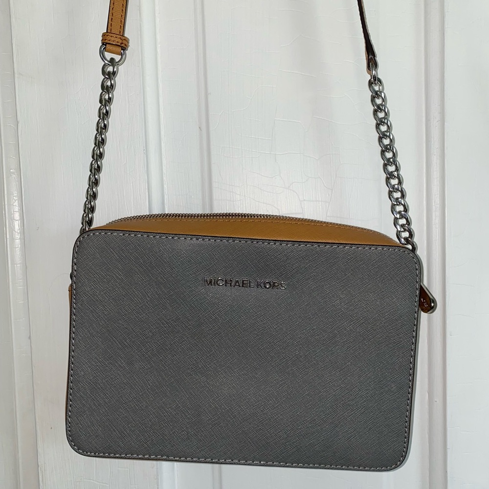 Michael Kors gray and brown purse